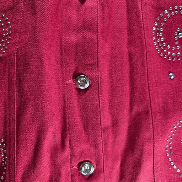 Quacker Factory Womens Red Sleeveless Button-Up Vest 1X western cowgirl country - Picture 5 of 10